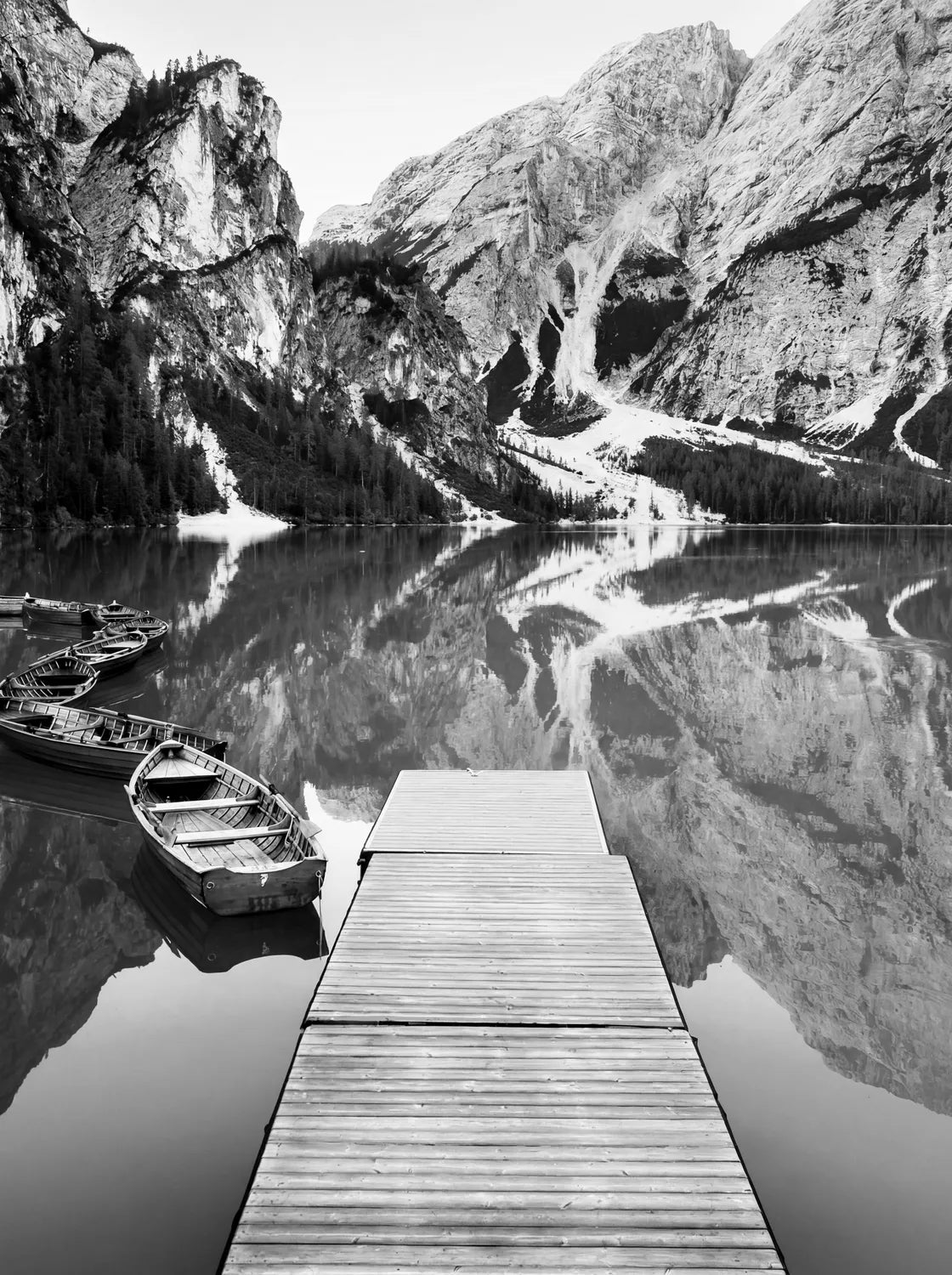 Tableau Les Dolomites N&B | en Métal Format A3