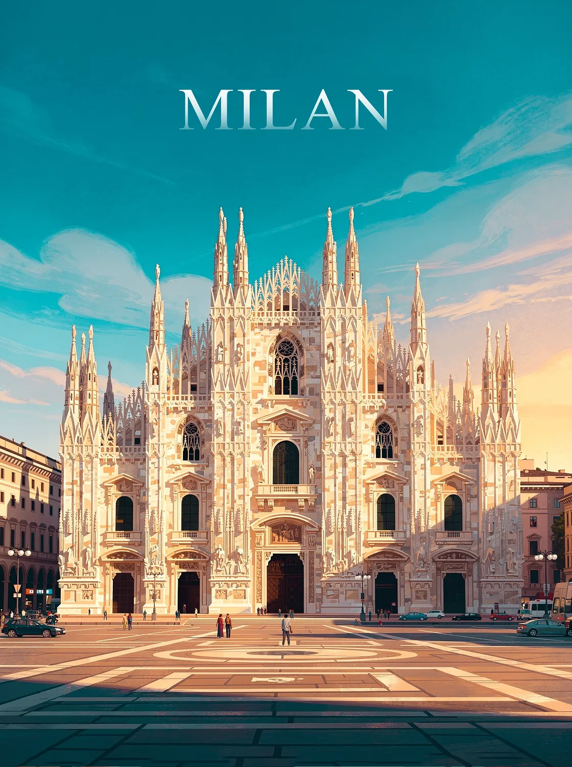 Tableau Milan - Illustration | en Métal Format A3