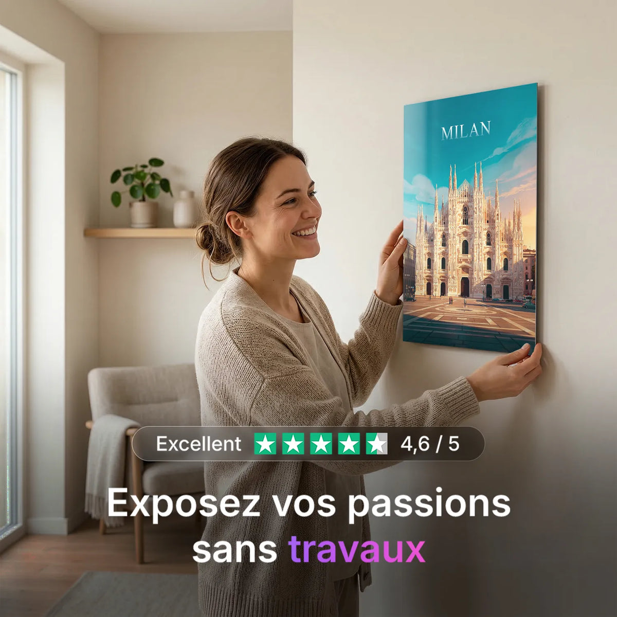 Tableau Milan - Illustration | en Métal Format A3