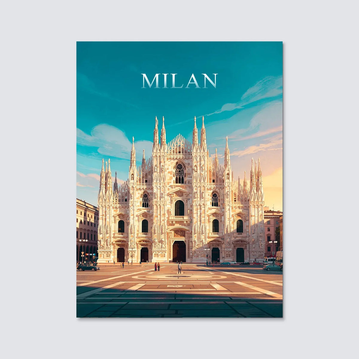 Tableau Milan - Illustration | en Métal Format A3