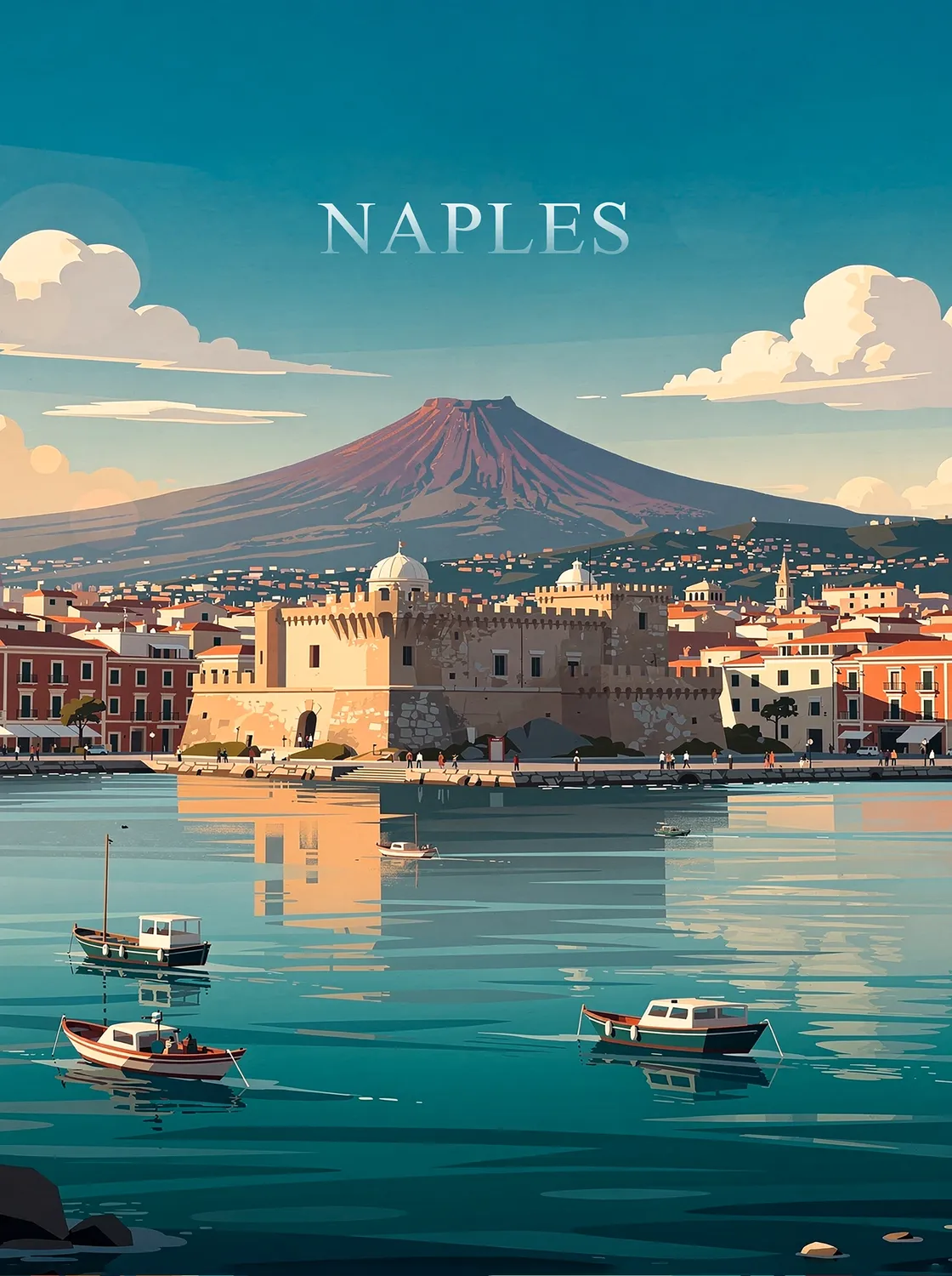 Tableau Naples - Illustration | en Métal Format A3