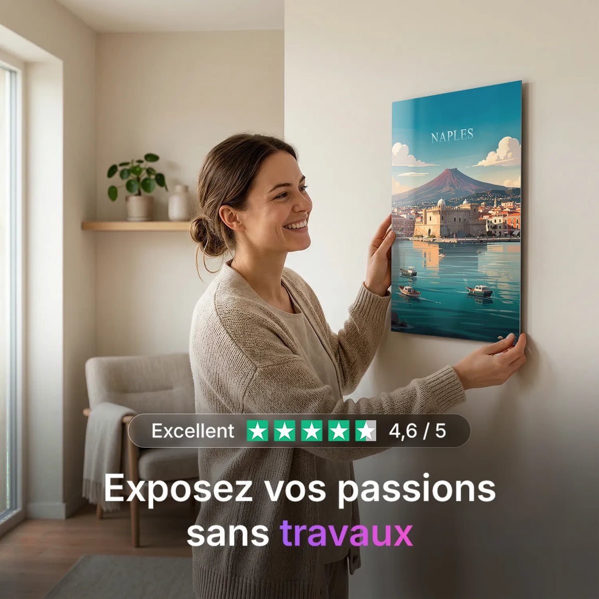 Tableau Naples - Illustration | en Métal Format A3