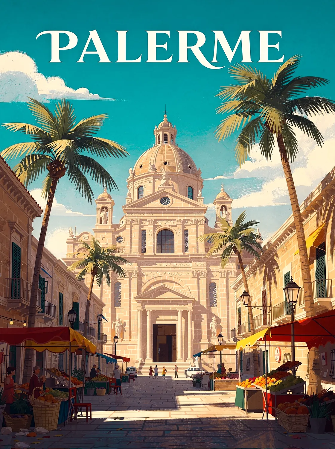 Tableau Palerme - Illustration | en Métal Format A3
