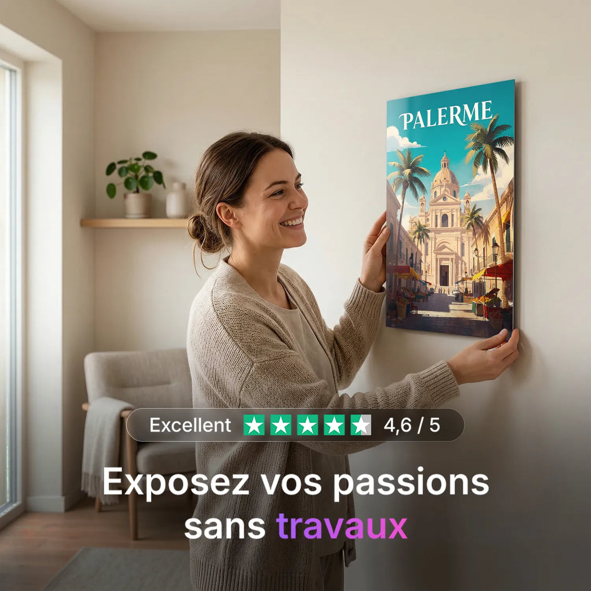 Tableau Palerme - Illustration | en Métal Format A3