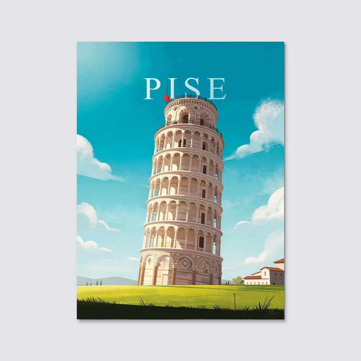 Tableau Tour de Pise - Illustration | en Métal Format A3