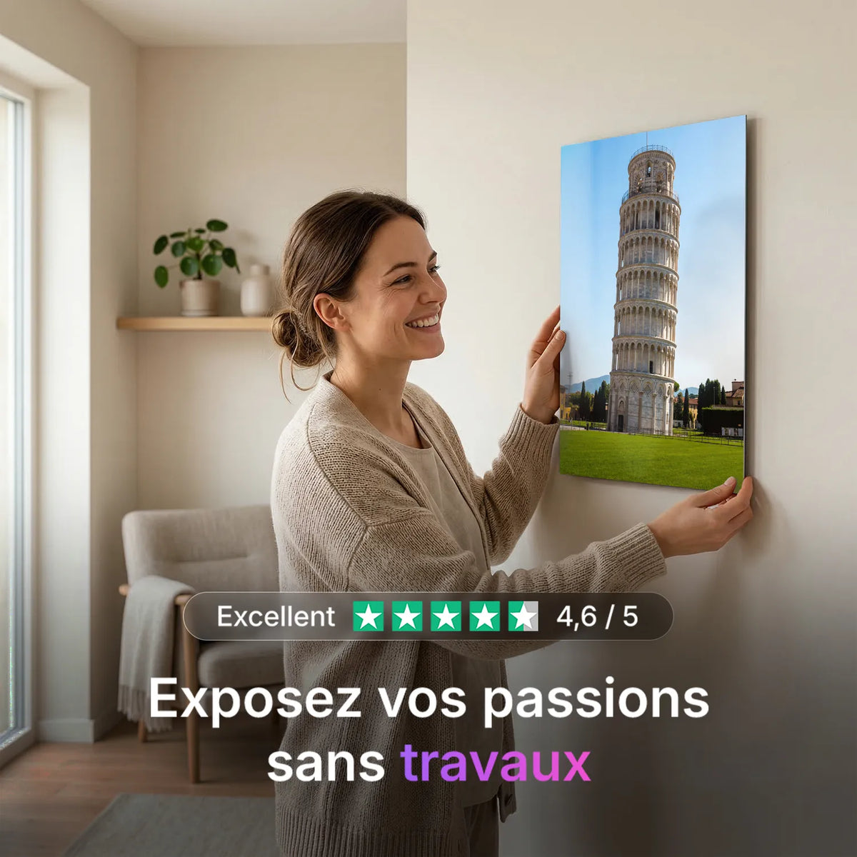 Tableau La Tour de Pise | en Métal Format A3