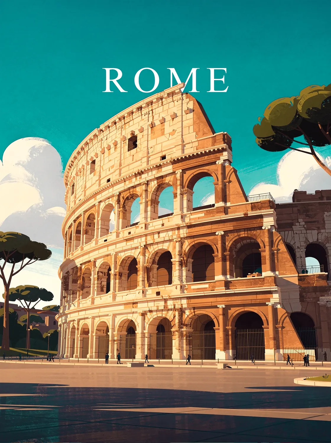 Tableau Rome - Illustration | en Métal Format A3