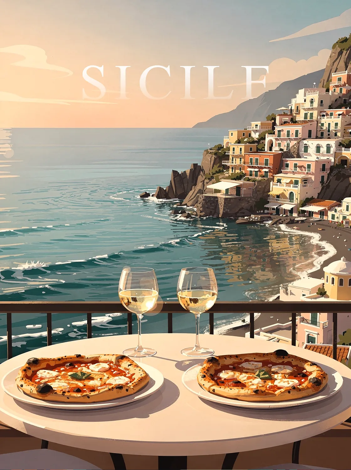Tableau Sicile - Illustration | en Métal Format A3