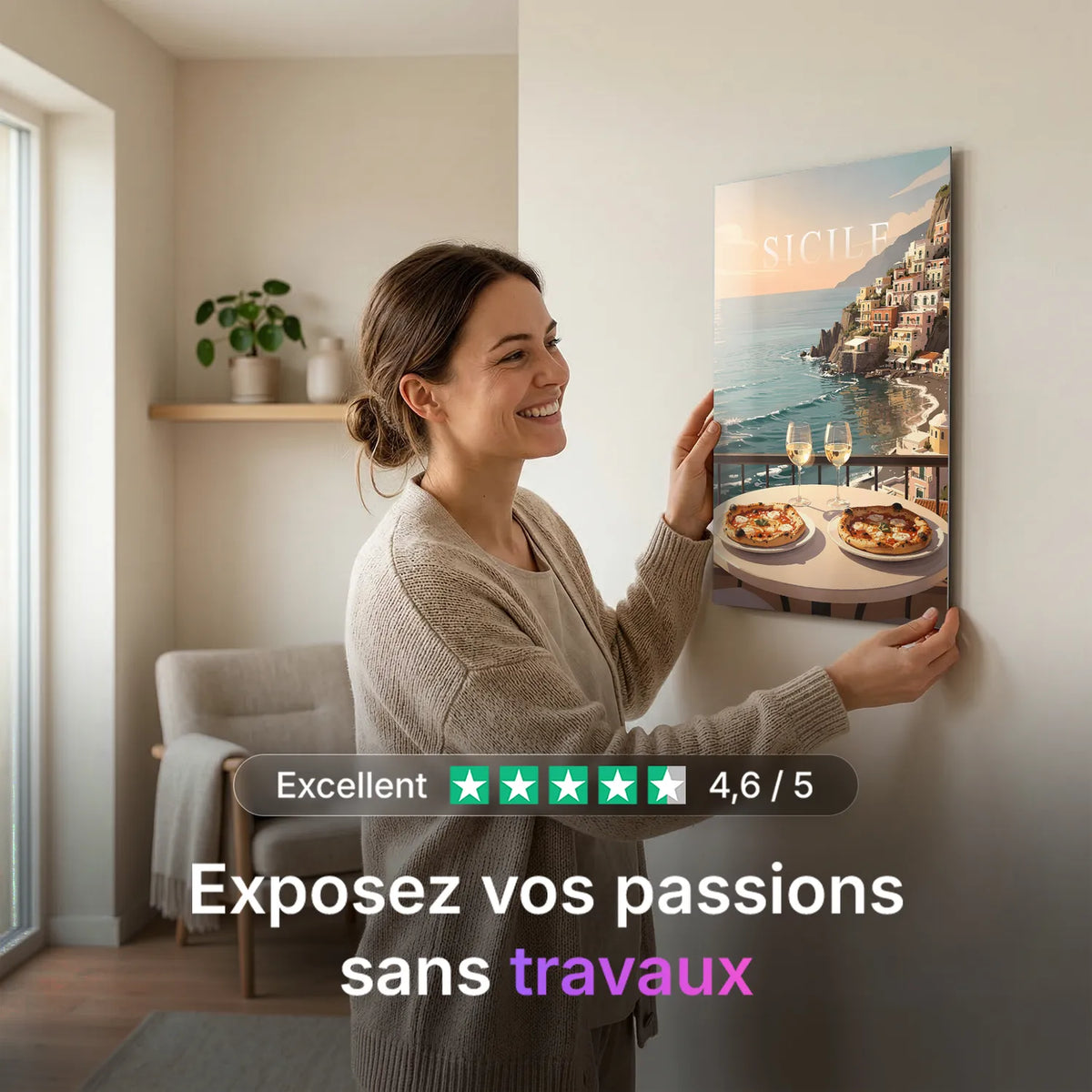 Tableau Sicile - Illustration | en Métal Format A3