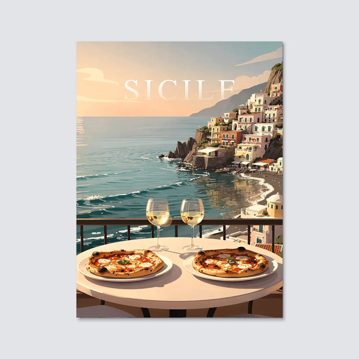 Tableau Sicile - Illustration | en Métal Format A3