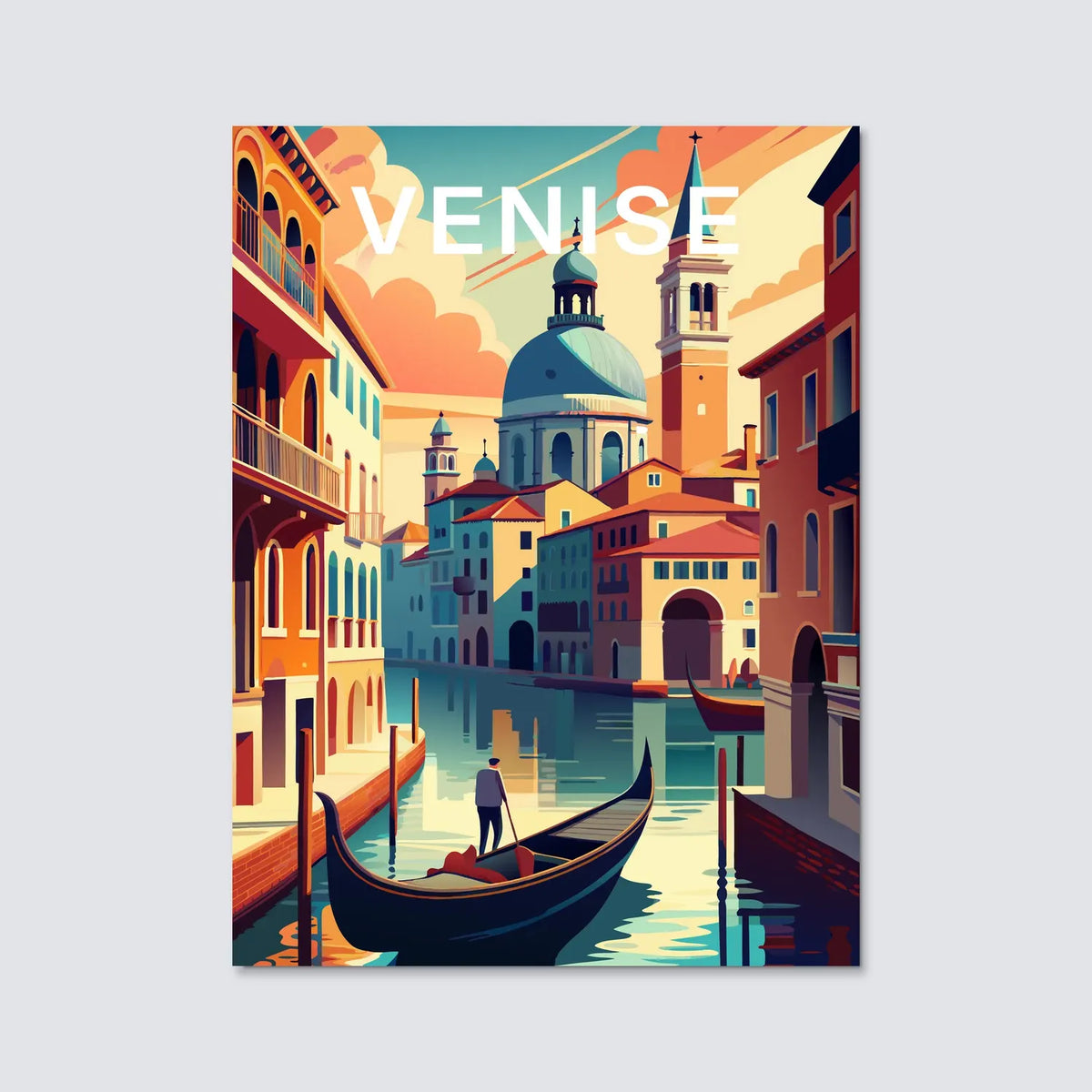 Tableau Canaux de Venise - Illustration | en Métal Format A3