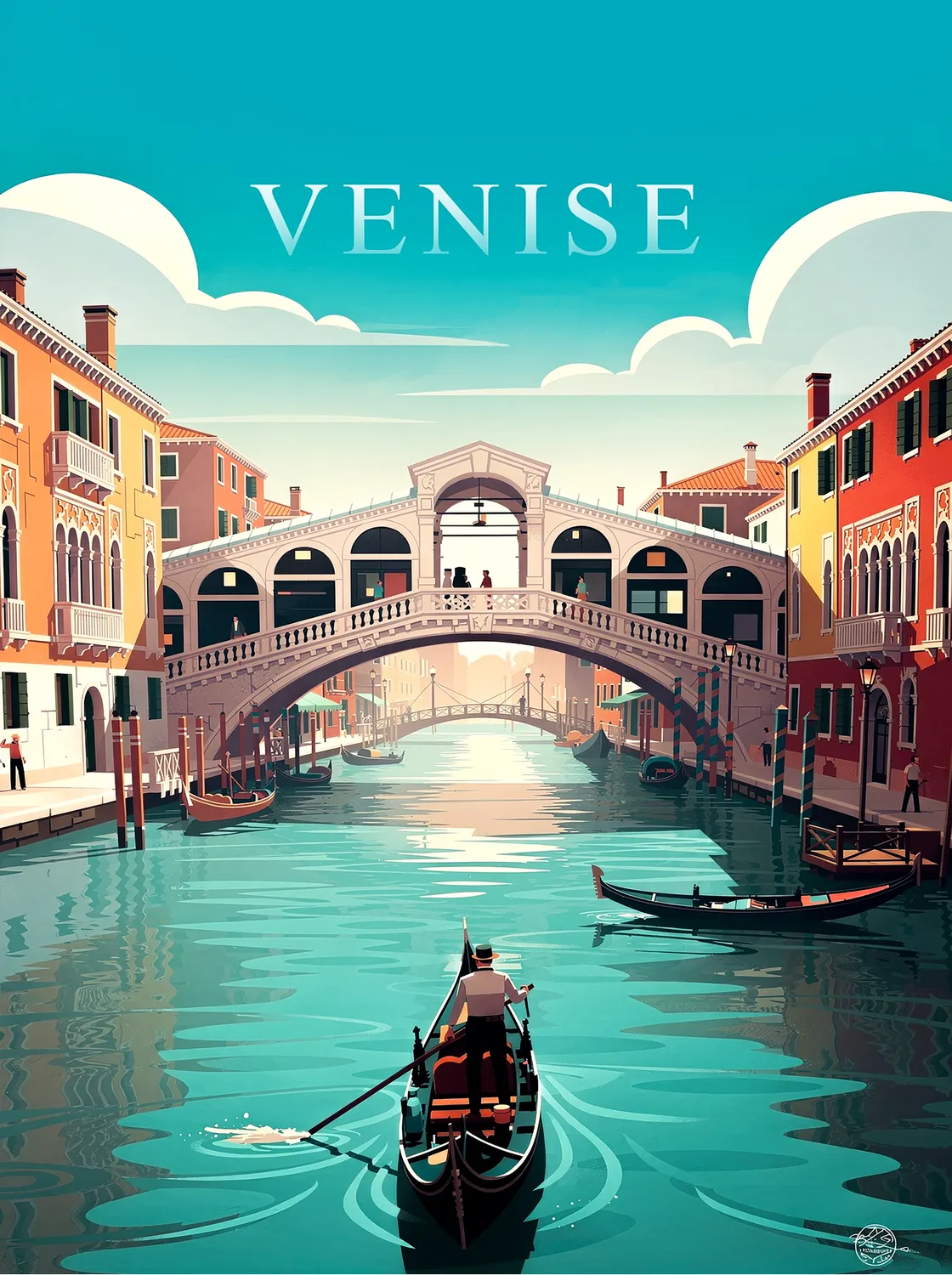 Tableau Venise - Illustration | en Métal Format A3