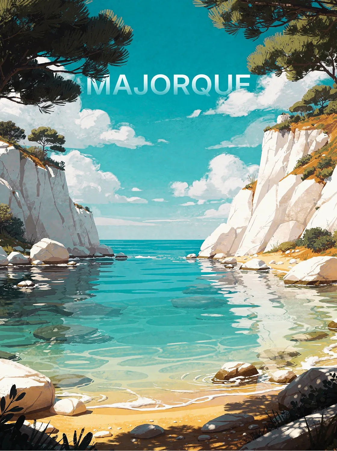 Tableau Majorque - Illustration | en Métal Format A3