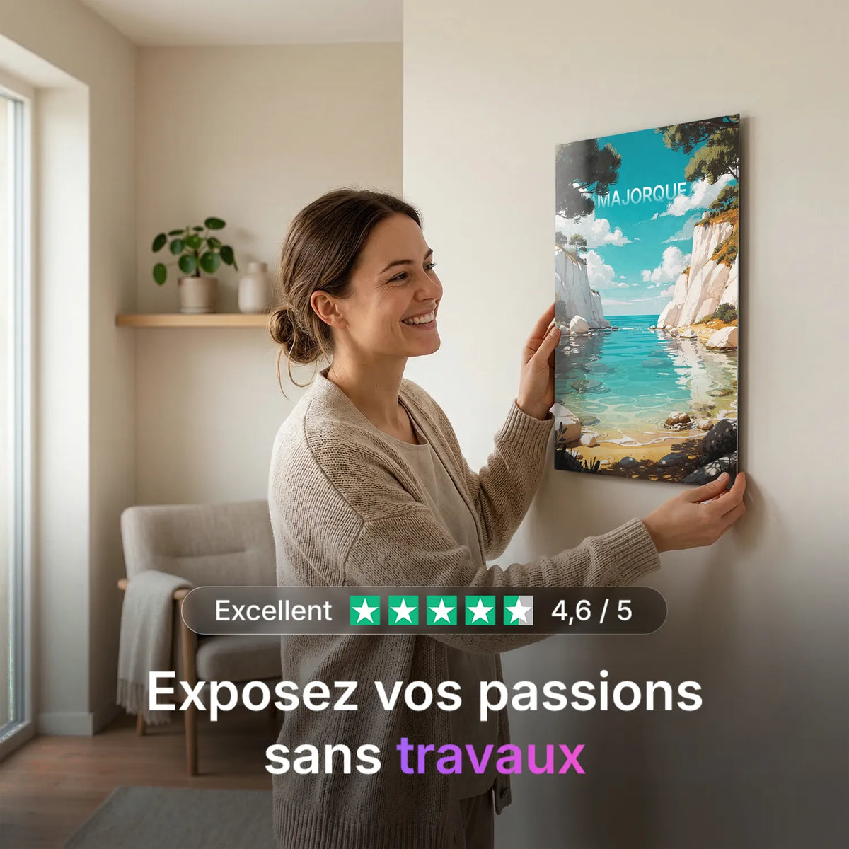 Tableau Majorque - Illustration | en Métal Format A3