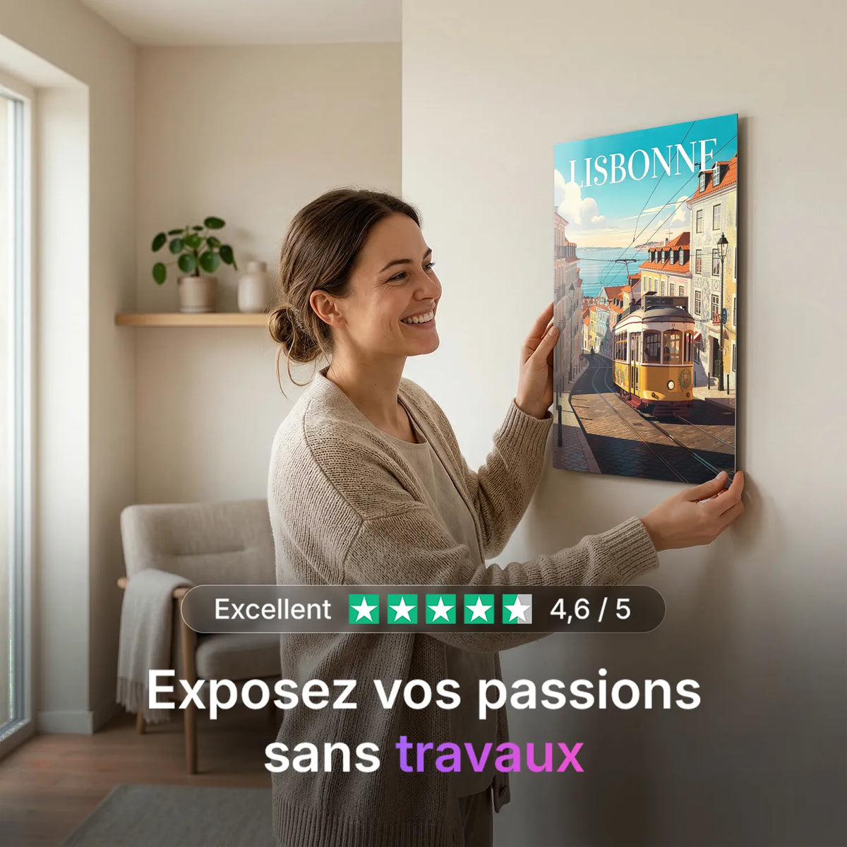 Tableau Lisbonne - Illustration | en Métal Format A3