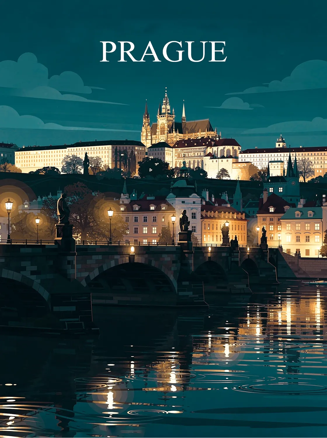 Tableau Prague - Illustration | en Métal Format A3