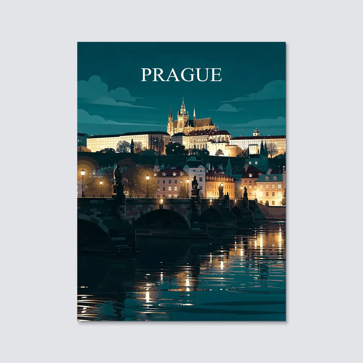 Tableau Prague - Illustration | en Métal Format A3