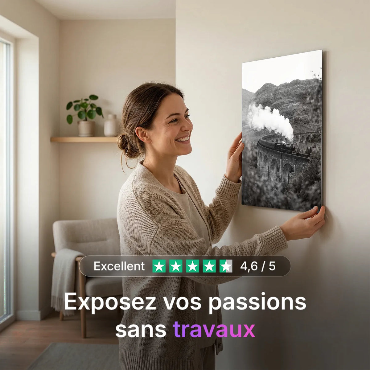 Tableau Voyage en Écosse N&B | en Métal Format A3