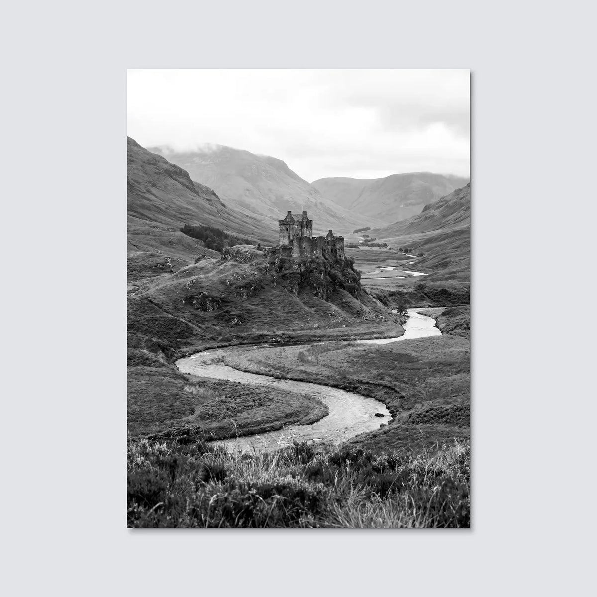 Tableau Highlands N&B | en Métal Format A3