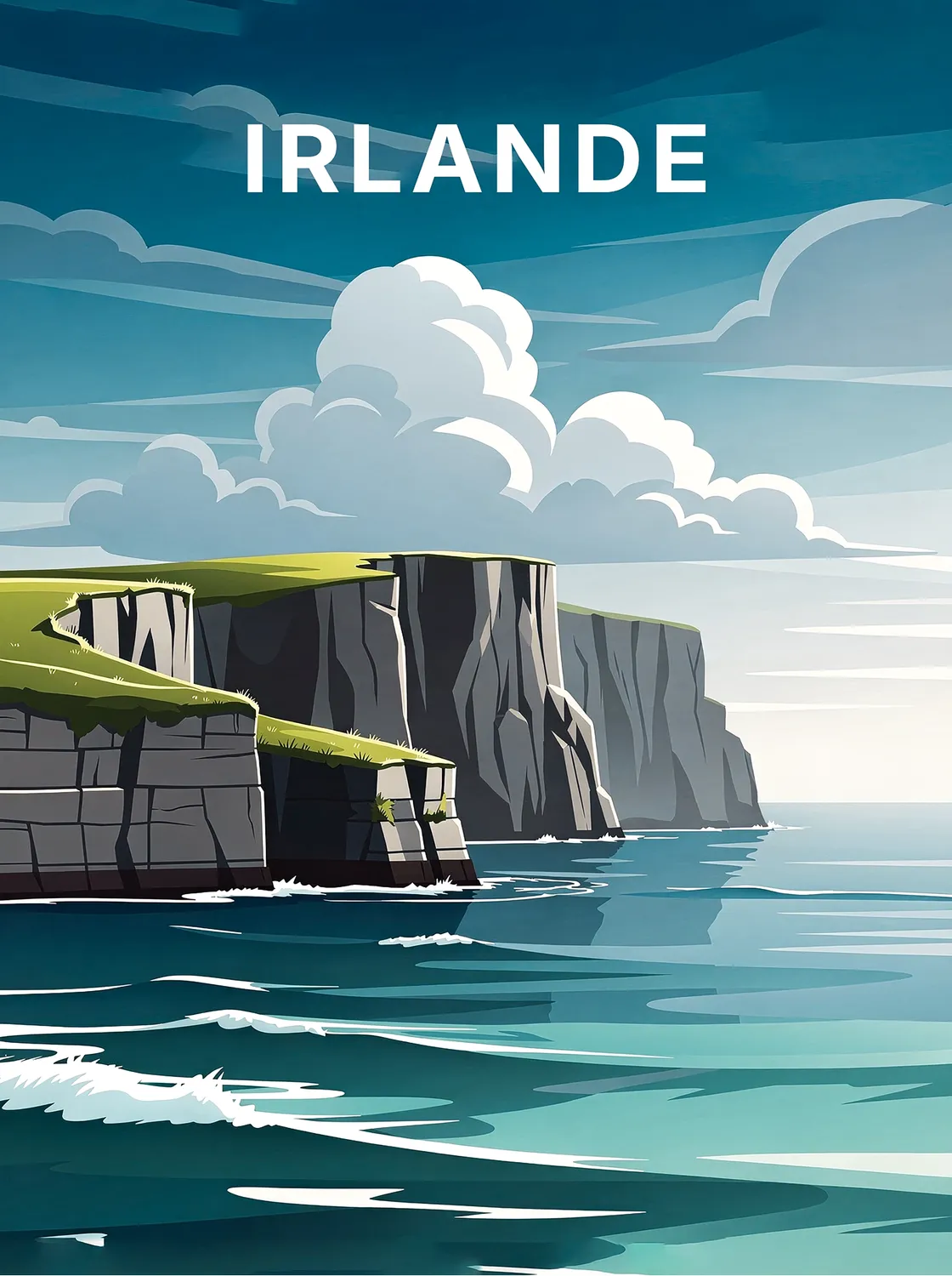 Tableau Irlande - Illustration | en Métal Format A3