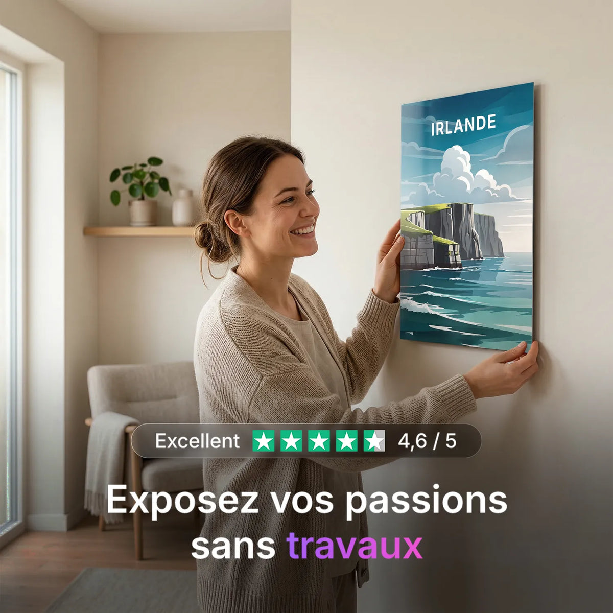 Tableau Irlande - Illustration | en Métal Format A3