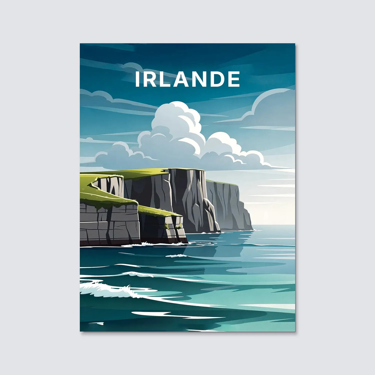 Tableau Irlande - Illustration | en Métal Format A3