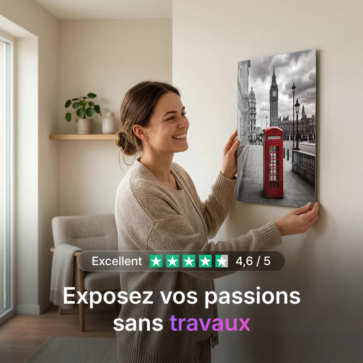 Tableau Red Telephone Box | en Métal Format A3