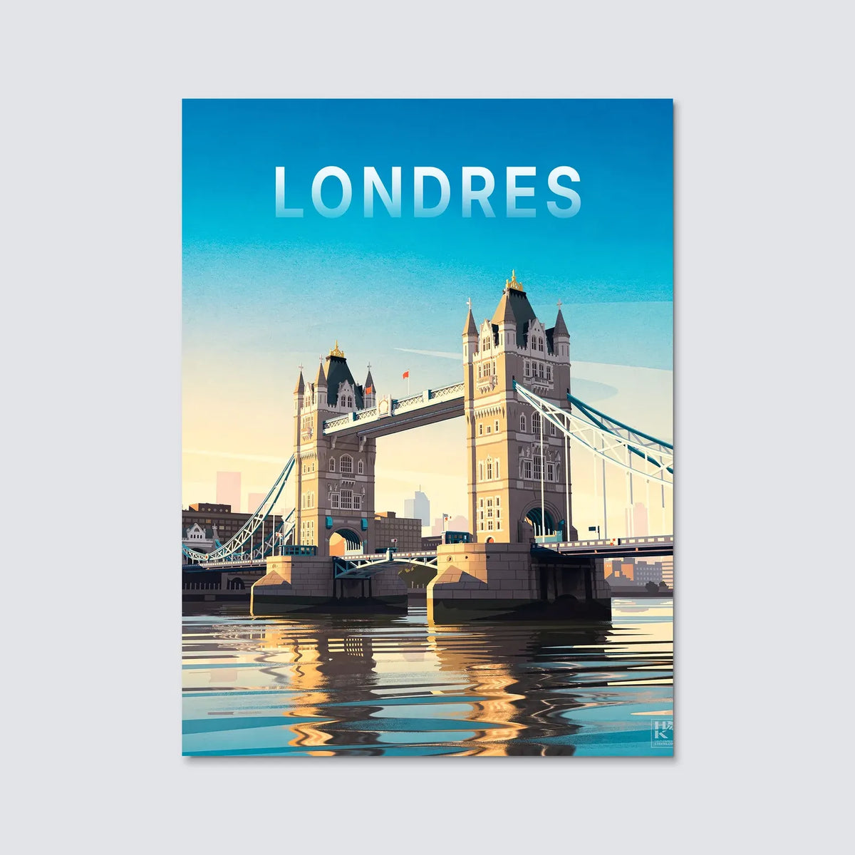 Tableau Tower Bridge Londres - Illustration | en Métal Format A3