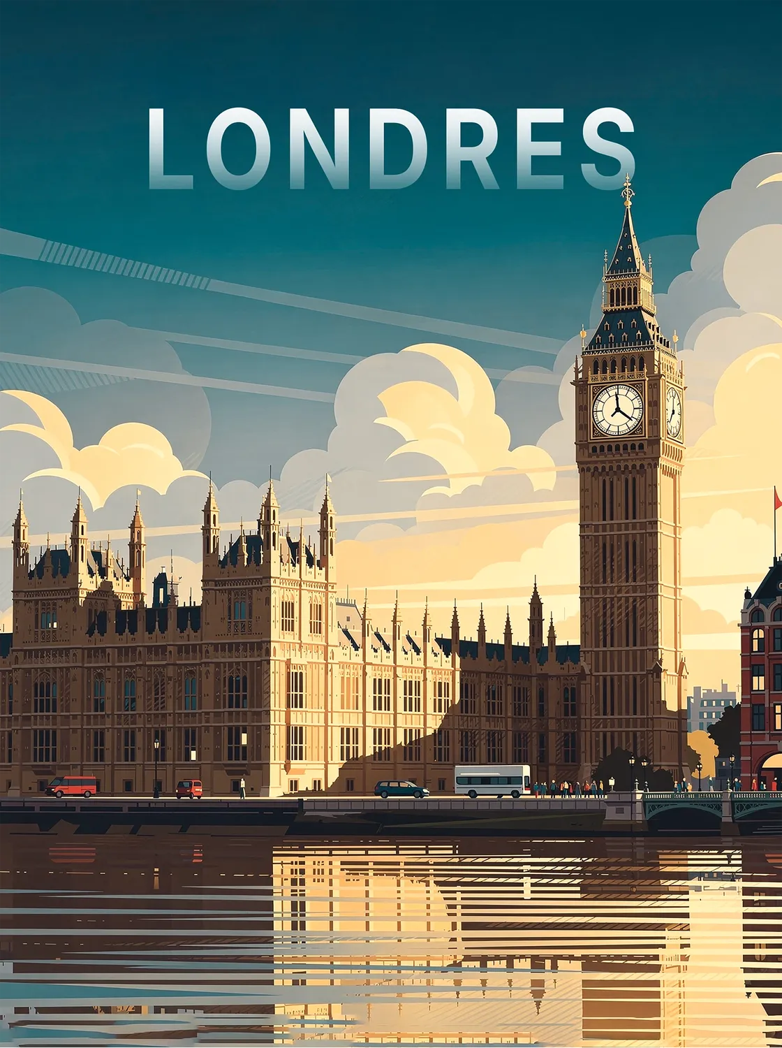 Tableau Londres - Illustration | en Métal Format A3