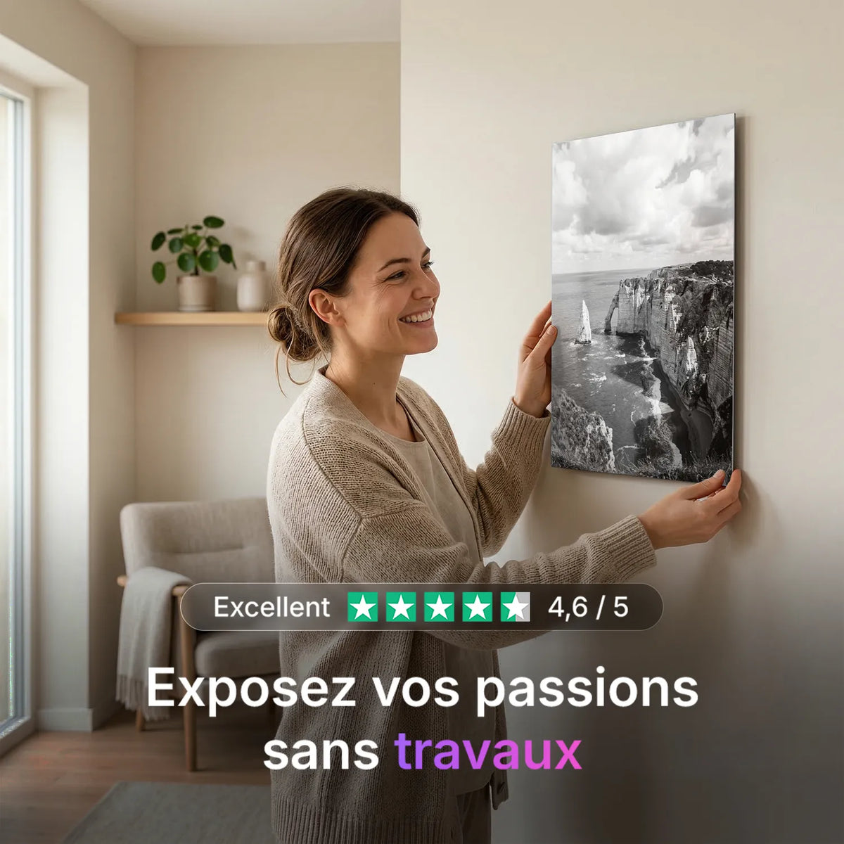 Tableau Falaise N&B | en Métal Format A3