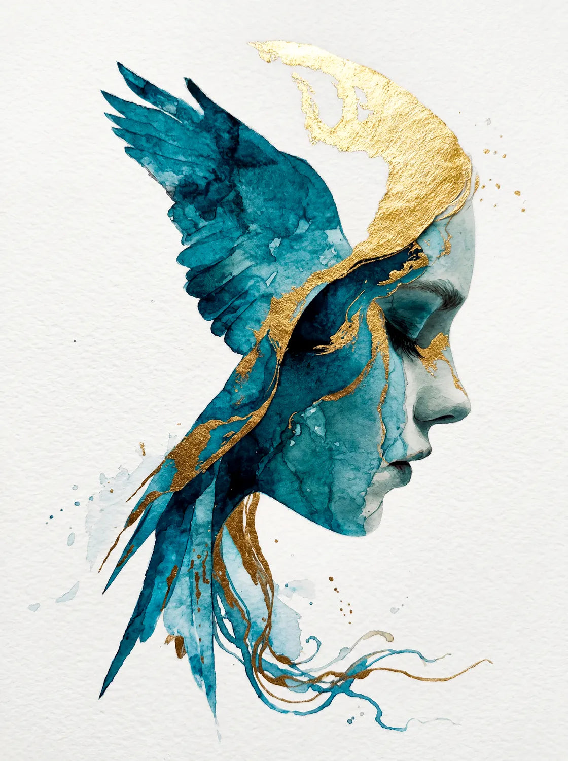 Tableau Dame Oiseau | en Métal Format A3