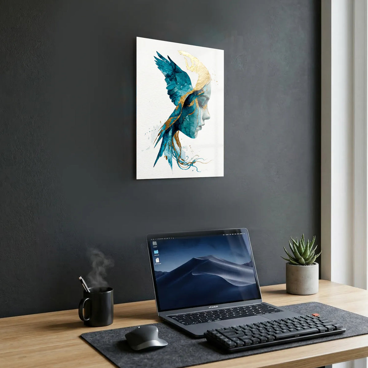 Tableau Dame Oiseau | en Métal Format A3