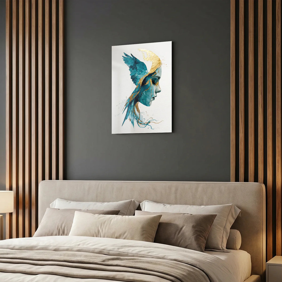 Tableau Dame Oiseau | en Métal Format A3