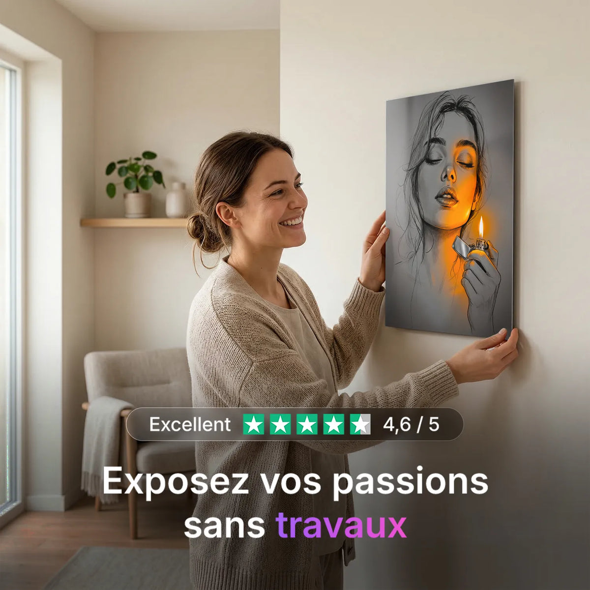 Tableau Beauté dans l'Obscurité | en Métal Format A3
