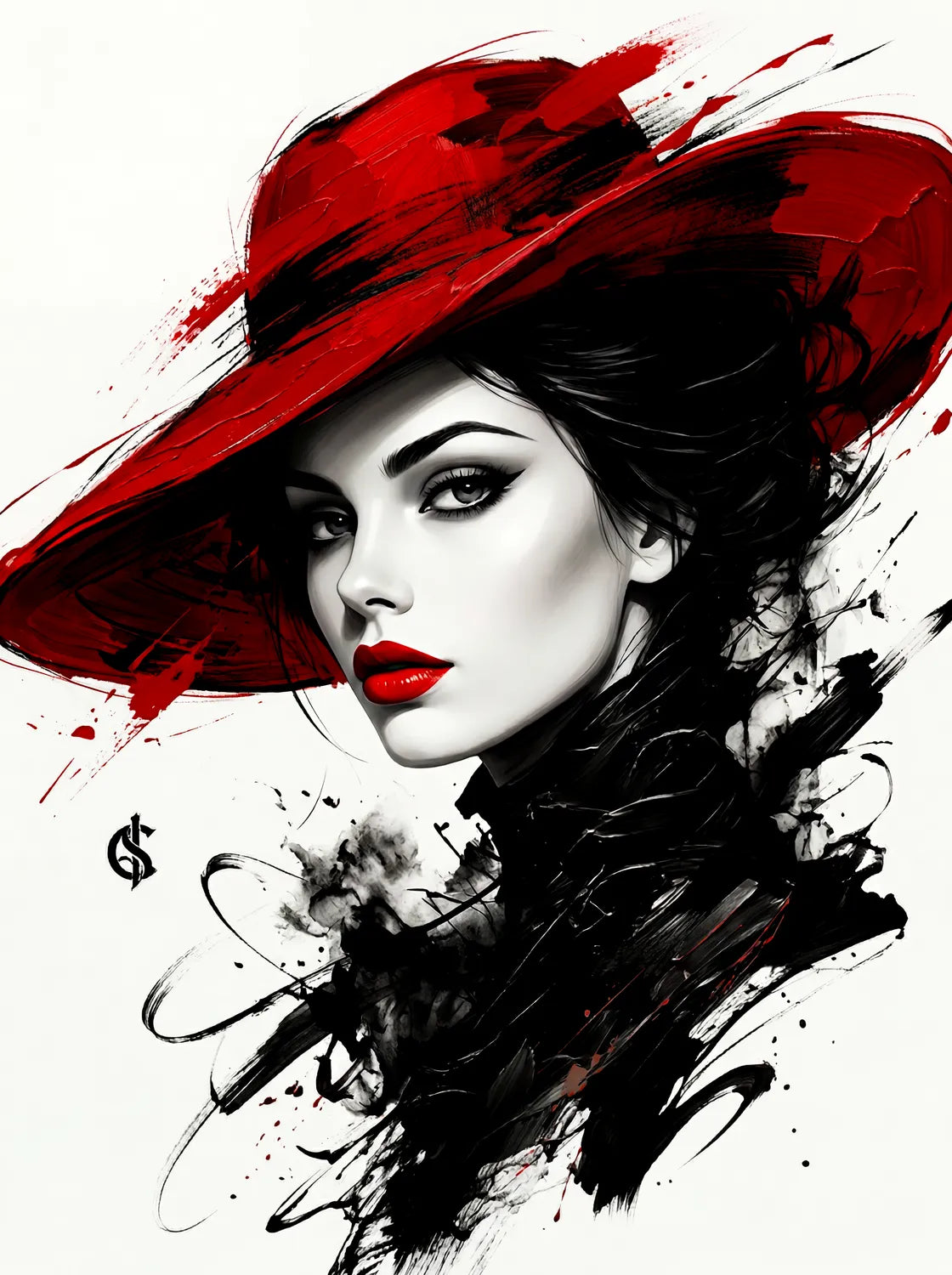 Tableau La Dame au Chapeau | en Métal Format A3
