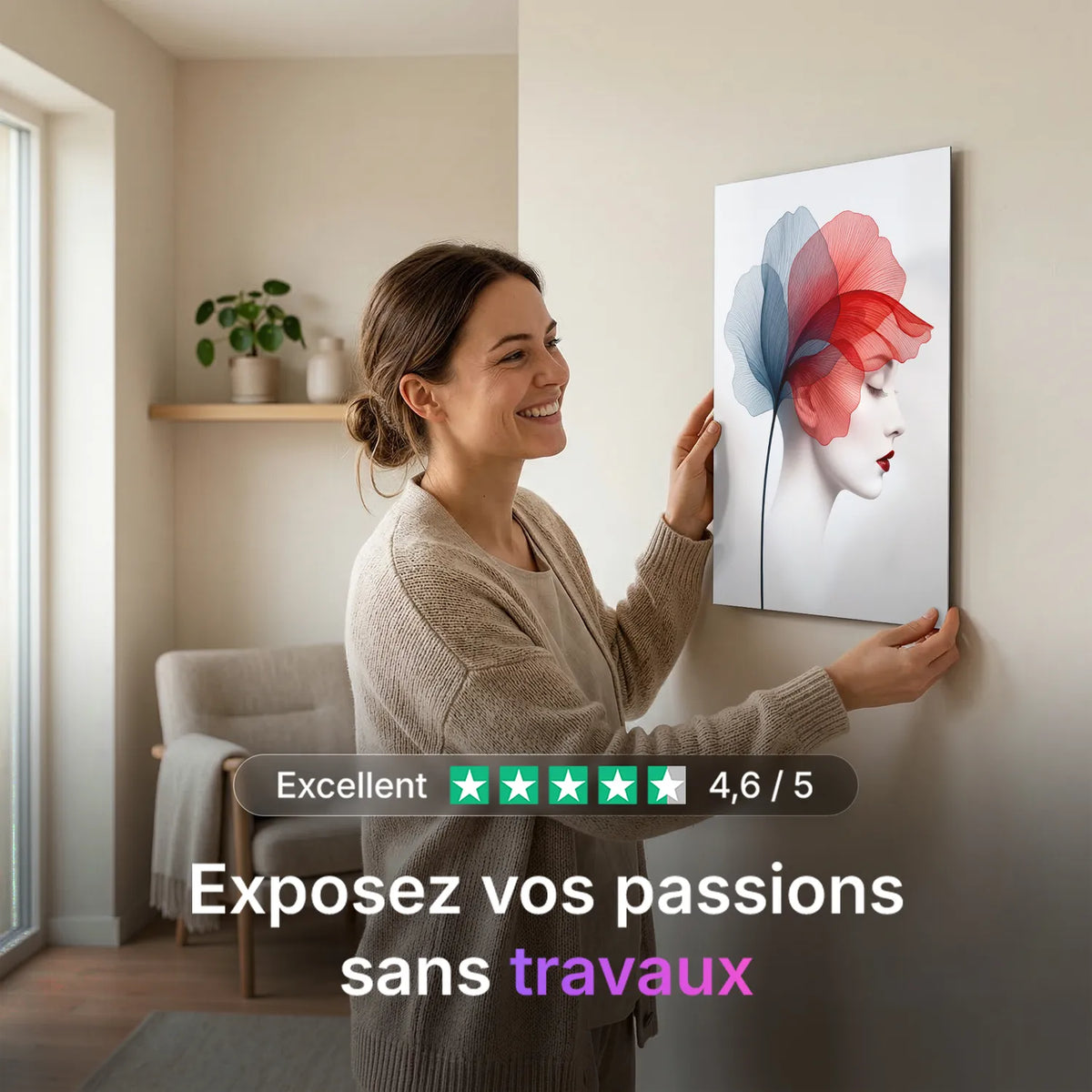 Tableau Fleur de Dame | en Métal Format A3
