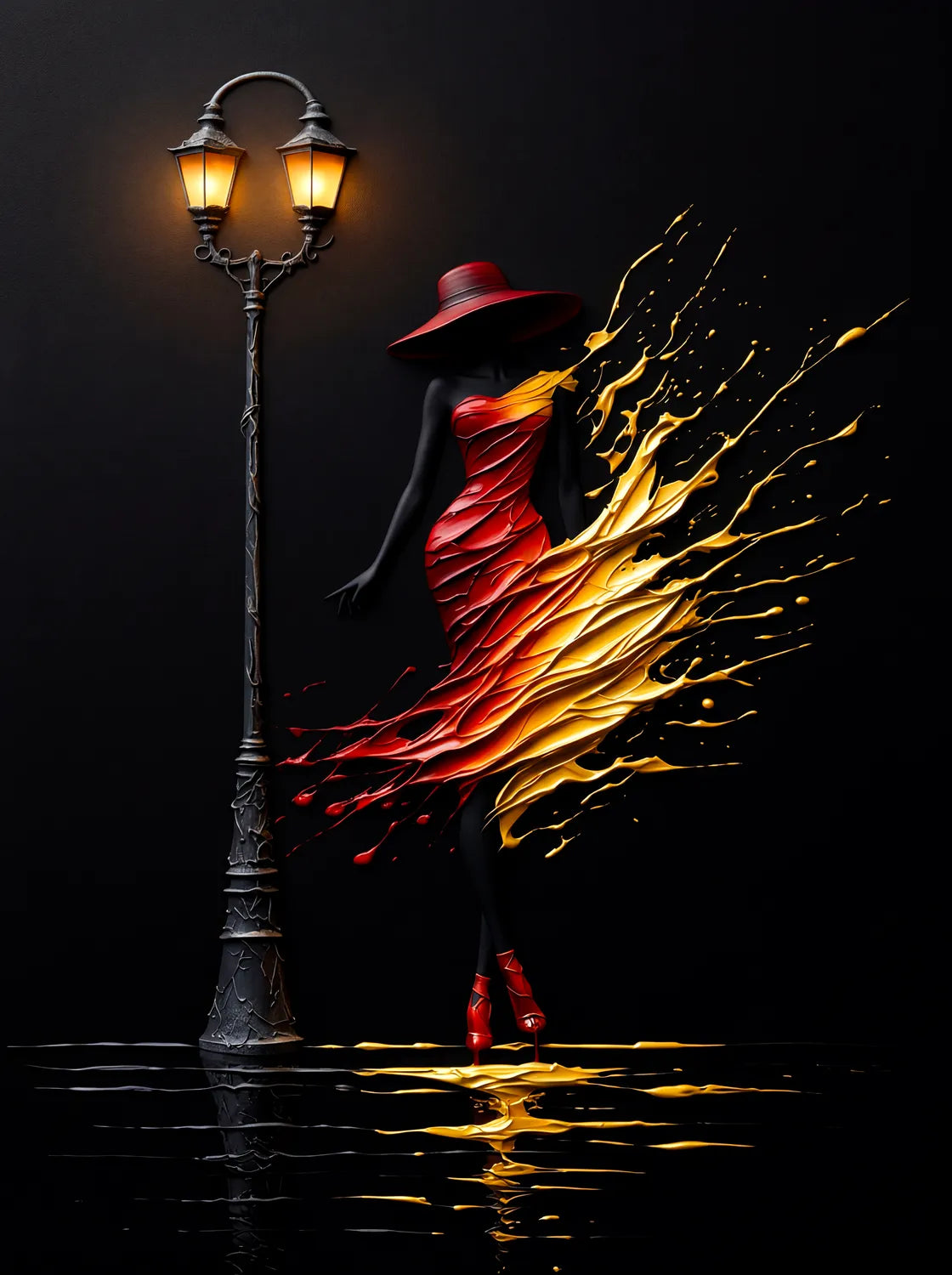 Tableau La Femme et le lampadaire | en Métal Format A3