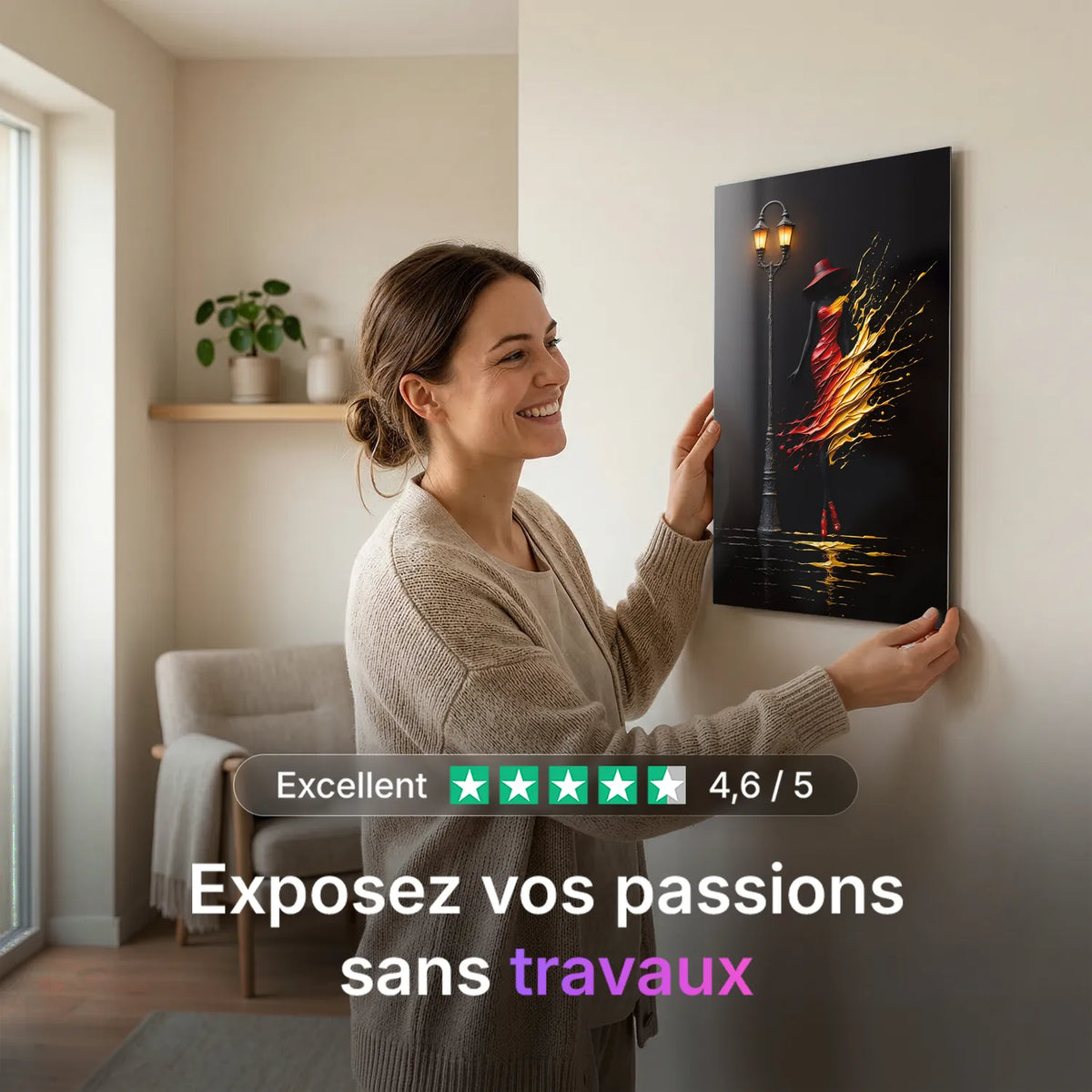 Tableau La Femme et le lampadaire | en Métal Format A3