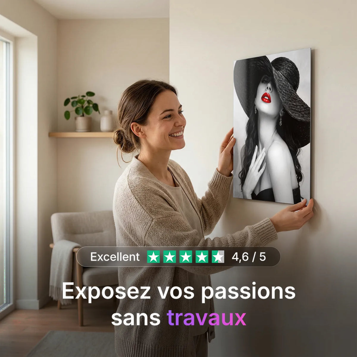 Tableau La Femme au Chapeau | en Métal Format A3