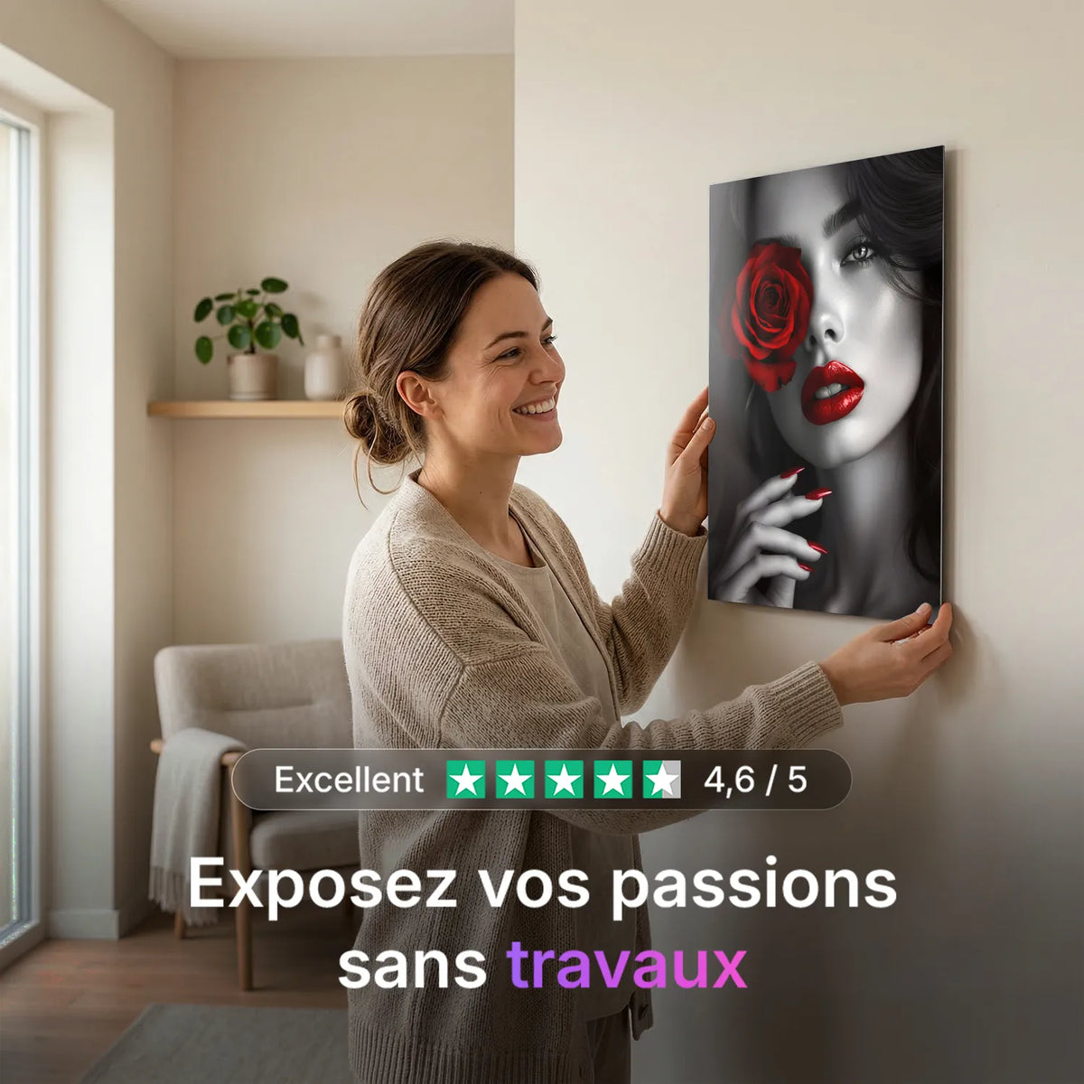 Tableau Rosa | en Métal Format A3