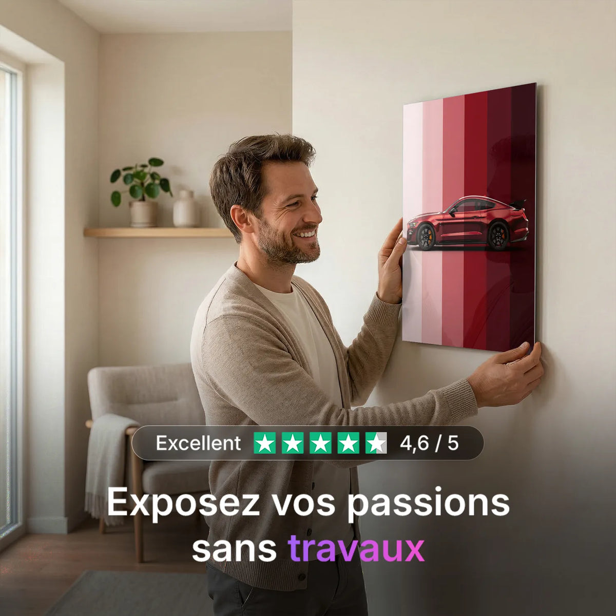 Tableau Ford Mustang Shelby — Dégradé | en Métal Format A3