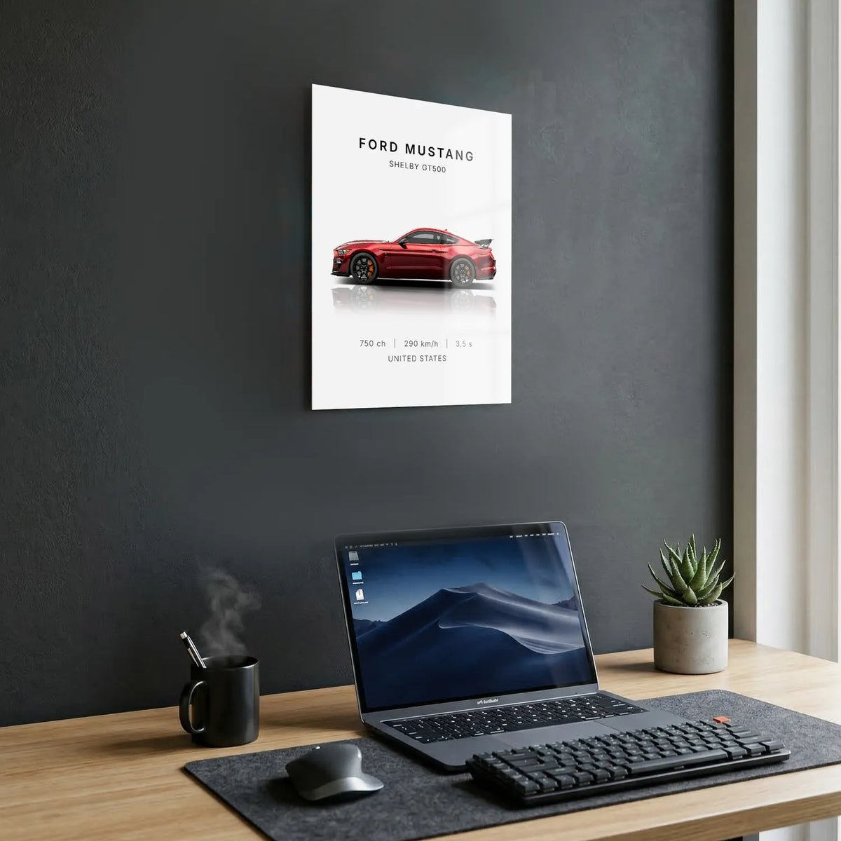 Tableau Ford Mustang Shelby GT500 — Performances | en Métal Format A3