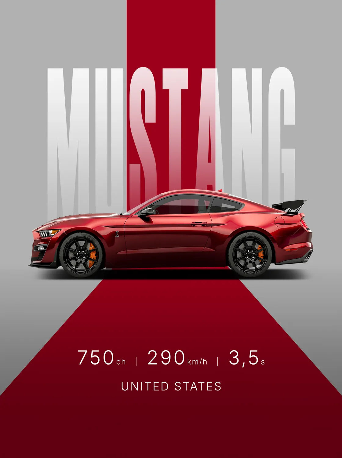 Tableau Ford Mustang Shelby GT500 — Studio | en Métal Format A3