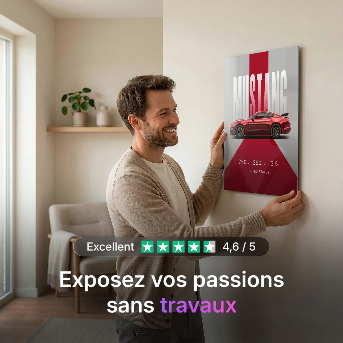 Tableau Ford Mustang Shelby GT500 — Studio | en Métal Format A3