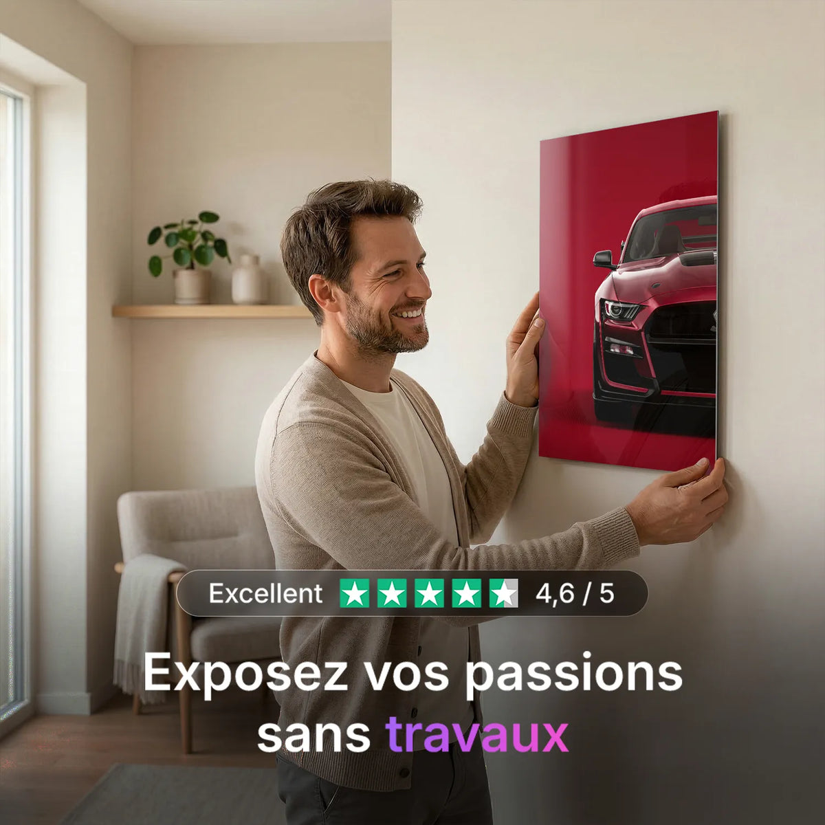 Tableau Ford Mustang Shelby GT500 — Signature | en Métal Format A3