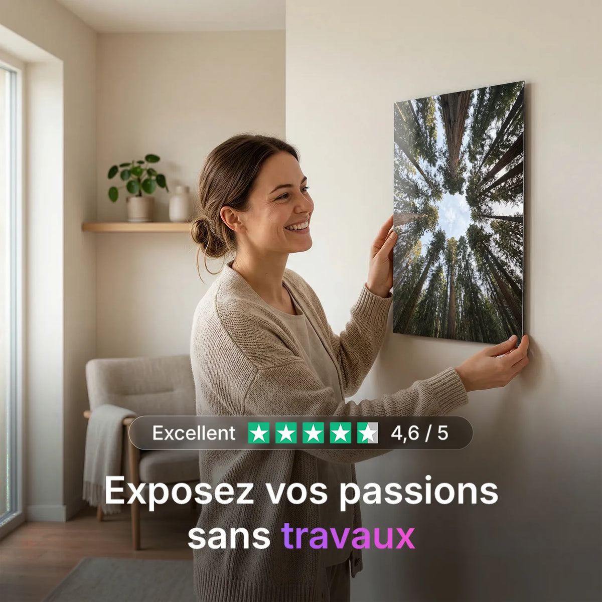 Tableau Forêt d'arbres en contre-plongée | en Métal Format A3