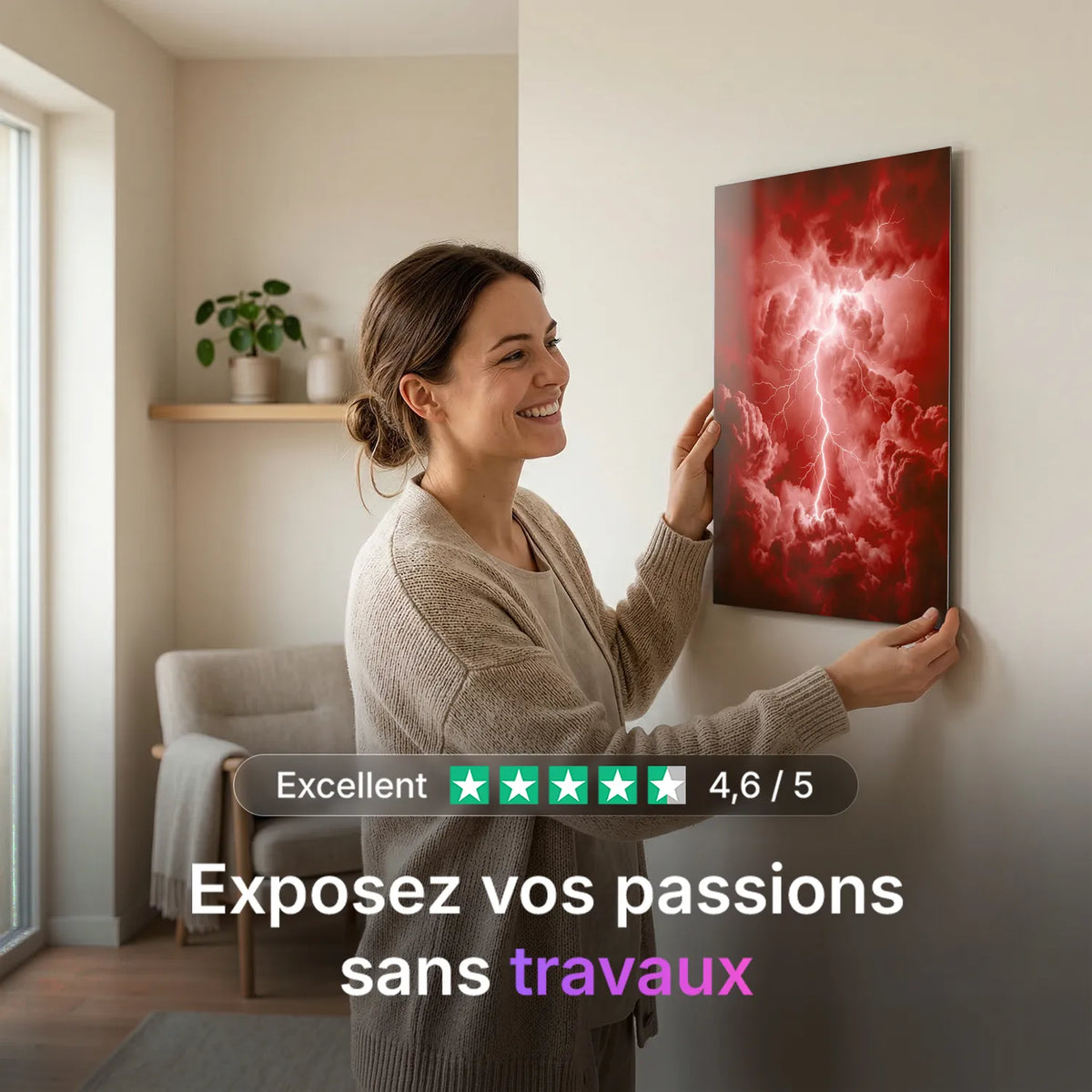 Tableau Foudre rouge | en Métal Format A3