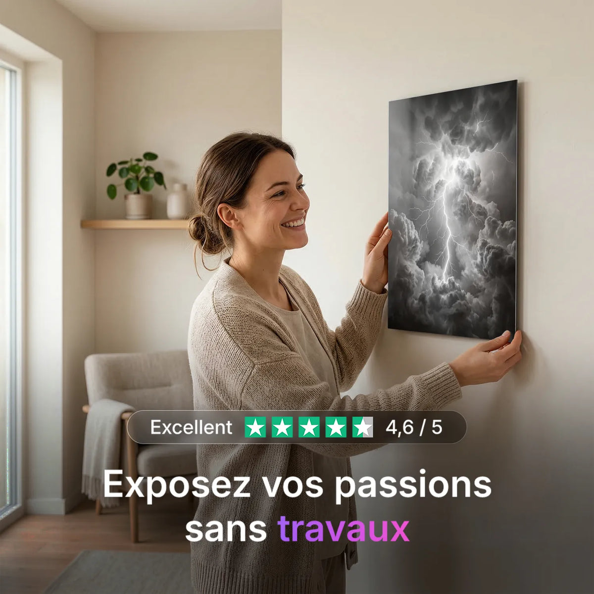 Tableau Foudre noire | en Métal Format A3