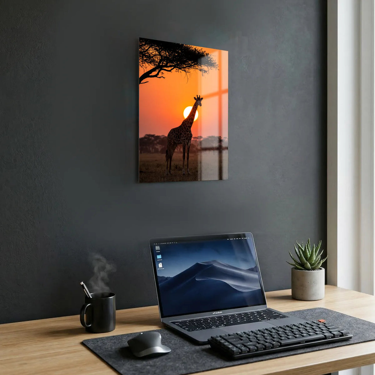 Tableau Girafe au Soleil Couchant | en Métal Format A3