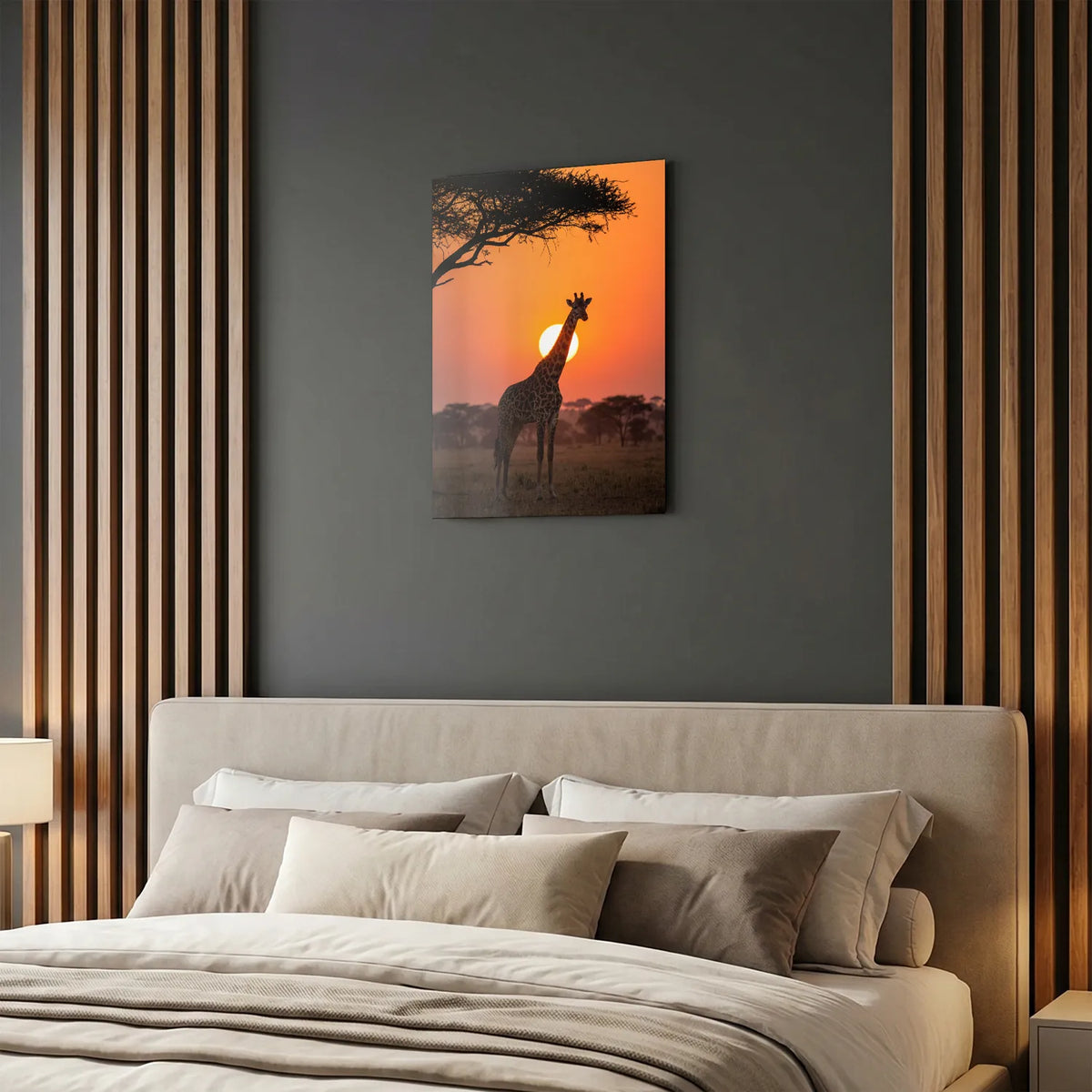 Tableau Girafe au Soleil Couchant | en Métal Format A3